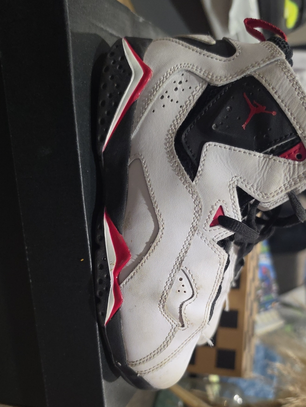 Jordan Kids White and Red Retro Basketball Sneakers